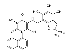 6-amino-5-(((5-hydroxy-2,2,4,6-tetramethyl-2,3-dihydrobenzofuran-7-yl)methyl)amino)-3-methyl-1-(naphthalen-1-yl)pyrimidine-2,4(1H,3H)-dione_676148-53-1