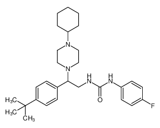 1-(2-(4-(tert-butyl)phenyl)-2-(4-cyclohexylpiperazin-1-yl)ethyl)-3-(4-fluorophenyl)urea_676323-47-0