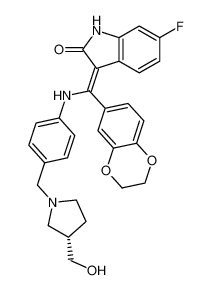 (S,Z)-3-((2,3-dihydrobenzo[b][1,4]dioxin-6-yl)((4-((3-(hydroxymethyl)pyrrolidin-1-yl)methyl)phenyl)amino)methylene)-6-fluoroindolin-2-one_676326-01-5