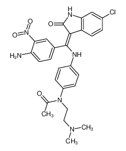 6-chloro-3-{1-(4-[N-acetyl-N-(2-dimethylamino-ethyl)amino]phenylamino)-1-(4-amino-3-nitrophenyl)-methylene}-2-indolinone_676326-80-0