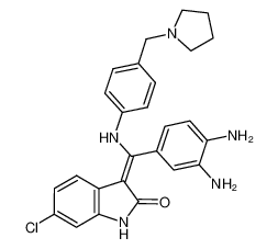 6-chloro-3-(1-(4-(pyrrolidin-1-ylmethyl)phenylamino)-1-(3,4-diaminophenyl)-methylene)-2-indolinone_676326-84-4