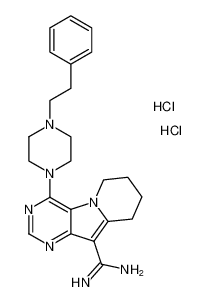 Pyrimido[4,5-b]indolizine-10-carboximidamide,6,7,8,9-tetrahydro-4-[4-(2-phenylethyl)-1-piperazinyl]-, dihydrochloride_676335-35-6