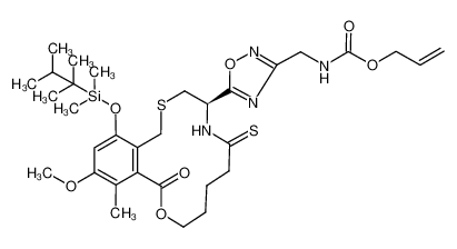 (R)-4-(3-allyloxycarbonylaminomethyl-1,2,4-oxadiazol-5-yl)-1,3,4,5,6,7,8,9,10,12-decahydro-16-[dimethyl(thexyl)silyloxy]-14-methoxy-13-methyl-6-thioxo-11,2,5-benzoxathiaazacyclotetradecin-12-one_676347-41-4