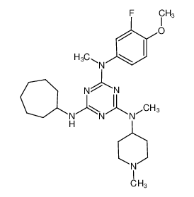 N-cycloheptyl-N'-(3-fluoro-4-methoxy-phenyl)-N',N'-dimethyl-N'-(1-methyl-piperidin-4-yl)-[1,3,5]triazine-2,4,6-triamine_676354-11-3