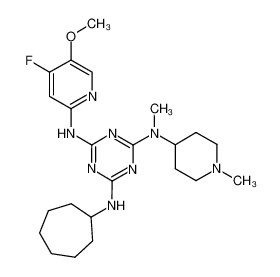 N-cycloheptyl-N'-(4-fluoro-5-methoxy-pyridin-2-yl)-N'-methyl-N'-(1-methyl-piperidin-4-yl)-[1,3,5]triazine-2,4,6-triamine_676354-21-5