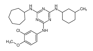 N2-(3-chloro-4-methoxyphenyl)-N4-cycloheptyl-N6-(3-methylcyclohexyl)-1,3,5-triazine-2,4,6-triamine_676355-55-8