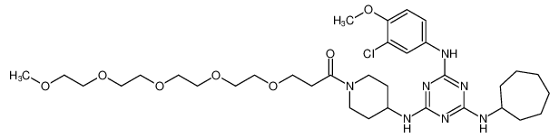 17-(4-((4-((3-chloro-4-methoxyphenyl)amino)-6-(cycloheptylamino)-1,3,5-triazin-2-yl)amino)piperidin-1-yl)-2,5,8,11,14-pentaoxaheptadecan-17-one_676355-67-2