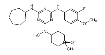 4-((4-(cycloheptylamino)-6-((3-fluoro-4-methoxyphenyl)amino)-1,3,5-triazin-2-yl)(methyl)amino)-1-methylpiperidine 1-oxide_676356-09-5