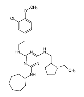 N-[2-(3-Chloro-4-methoxy-phenyl)-ethyl]-N'-cycloheptyl-N'-(1-ethyl-pyrrolidin-2-ylmethyl)-[1,3,5]triazine-2,4,6-triamine_676356-24-4