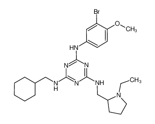 N-(3-Bromo-4-methoxy-phenyl)-N'-cyclohexylmethyl-N'-(1-ethyl-pyrrolidin-2-ylmethyl)-[1,3,5]triazine-2,4,6-triamine_676358-12-6