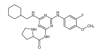 N-(4-((cyclohexylmethyl)amino)-6-((3-fluoro-4-methoxyphenyl)amino)-1,3,5-triazin-2-yl)pyrrolidine-2-carboxamide_676358-94-4