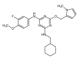 N2-(cyclohexylmethyl)-N4-(3-fluoro-4-methoxyphenyl)-6-((1-methyl-1H-pyrrol-2-yl)methoxy)-1,3,5-triazine-2,4-diamine_676359-34-5