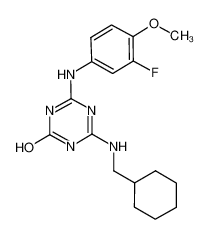 4-(cyclohexylmethyl-amino)-6-(3-fluoro-4-methoxy-phenylamino)-[1,3,5]triazin-2-ol_676360-42-2