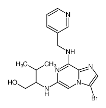 2-((3-bromo-8-((pyridin-3-ylmethyl)amino)imidazo[1,2-a]pyrazin-6-yl)amino)-3-methylbutan-1-ol_676360-65-9