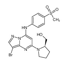 (R)-(1-(3-bromo-7-((4-(methylsulfonyl)phenyl)amino)pyrazolo[1,5-a]pyrimidin-5-yl)pyrrolidin-2-yl)methanol_676366-79-3