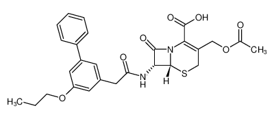 (6R,7R)-3-(acetoxymethyl)-8-oxo-7-(2-(5-propoxy-[1,1'-biphenyl]-3-yl)acetamido)-5-thia-1-azabicyclo[4.2.0]oct-2-ene-2-carboxylic acid_67637-00-7