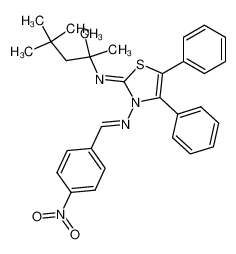 [3-(4-nitro-benzylideneamino)-4,5-diphenyl-3H-thiazol-2-ylidene]-(1,1,3,3-tetramethyl-butyl)-amine_67644-72-8