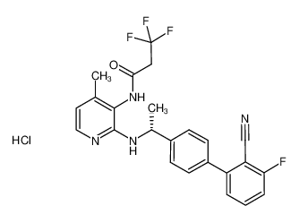 (R)-N-(2-((1-(2'-cyano-3'-fluoro-[1,1'-biphenyl]-4-yl)ethyl)amino)-4-methylpyridin-3-yl)-3,3,3-trifluoropropanamide hydrochloride_676444-04-5