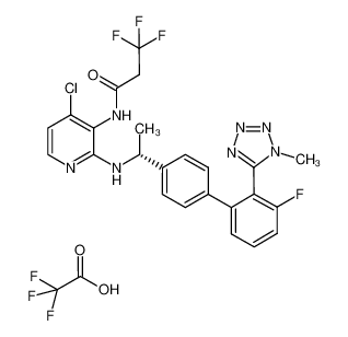 (R)-N-(4-chloro-2-((1-(3'-fluoro-2'-(1-methyl-1H-tetrazol-5-yl)-[1,1'-biphenyl]-4-yl)ethyl)amino)pyridin-3-yl)-3,3,3-trifluoropropanamide 2,2,2-trifluoroacetate_676444-53-4