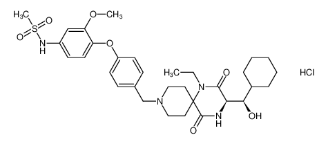 N-(4-(4-(((R)-3-((R)-cyclohexyl(hydroxy)methyl)-1-ethyl-2,5-dioxo-1,4,9-triazaspiro[5.5]undecan-9-yl)methyl)phenoxy)-3-methoxyphenyl)methanesulfonamide hydrochloride_676454-78-7