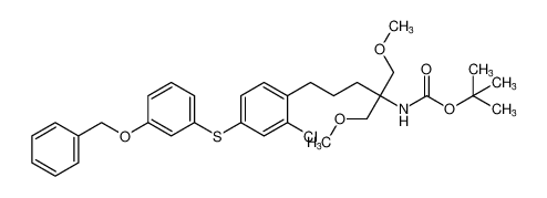 tert-butyl (5-(4-((3-(benzyloxy)phenyl)thio)-2-chlorophenyl)-1-methoxy-2-(methoxymethyl)pentan-2-yl)carbamate_676481-05-3