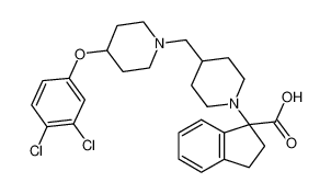 1-[4-[[4-(3,4-dichlorophenoxy)-1-piperidinyl]methyl]-1-piperidinyl]-2,3-dihydro-1H-indene-1-carboxylic acid_676517-72-9
