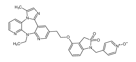 4-((4-(2-(9-ethyl-3-methyl-9H-imidazo[1,2-d]dipyrido[2,3-b:3',2'-f][1,4]diazepin-12-yl)ethoxy)-2,2-dioxidobenzo[c]isothiazol-1(3H)-yl)methyl)pyridine 1-oxide_676543-13-8