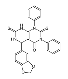 5-(benzo[d][1,3]dioxol-5-yl)-1,3-diphenyl-2,7-dithioxo-2,3,5,6,7,8-hexahydropyrimido[4,5-d]pyrimidin-4(1H)-one_676597-15-2