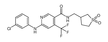 6-((3-chlorophenyl)amino)-N-((1,1-dioxidotetrahydrothiophen-3-yl)methyl)-4-(trifluoromethyl)nicotinamide_676629-21-3