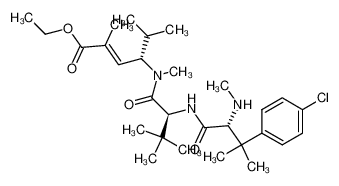 (E)-(S)-4-({(S)-2-[(R)-3-(4-Chloro-phenyl)-3-methyl-2-methylamino-butyrylamino]-3,3-dimethyl-butyryl}-methyl-amino)-2,5-dimethyl-hex-2-enoic acid ethyl ester_676631-40-6