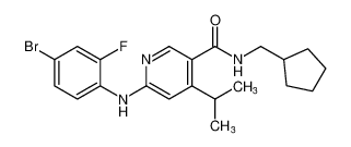 6-((4-bromo-2-fluorophenyl)amino)-N-(cyclopentylmethyl)-4-isopropylnicotinamide_676633-98-0