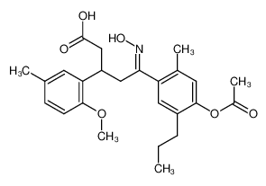 5-(4-Acetoxy-2-methyl-5-propyl-phenyl)-5-[(E)-hydroxyimino]-3-(2-methoxy-5-methyl-phenyl)-pentanoic acid_67681-15-6