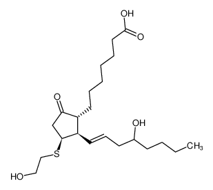 7-((1R,2R,3S)-3-((2-hydroxyethyl)thio)-2-((E)-4-hydroxyoct-1-en-1-yl)-5-oxocyclopentyl)heptanoic acid_67693-72-5