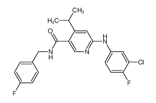 6-(3-chloro-4-fluoro-phenylamino)-n-(4-fluoro-benzyl)-4-isopropyl-nicotinamide_676993-35-4