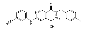6-((3-cyanophenyl)amino)-N-(4-fluorobenzyl)-4-isopropylnicotinamide_676993-39-8