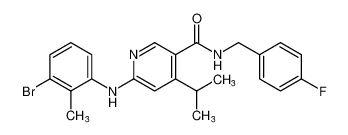 6-((3-bromo-2-methylphenyl)amino)-N-(4-fluorobenzyl)-4-isopropylnicotinamide_676993-47-8