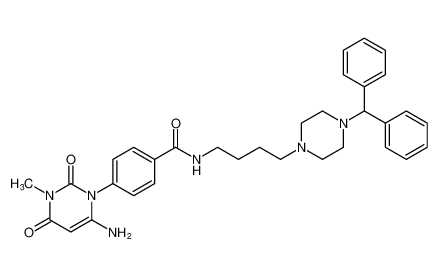 4-(6-amino-3-methyl-2,4-dioxo-3,4-dihydropyrimidin-1(2H)-yl)-N-(4-(4-benzhydrylpiperazin-1-yl)butyl)benzamide_677005-24-2