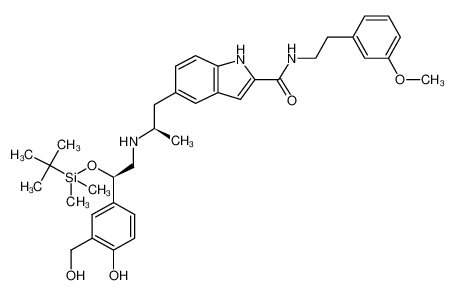 5-[(2R)-2-({(2R)-2-{[tert-butyl(dimethyl)silyl]oxy}-2-[4-hydroxy-3-(hydroxymethyl)phenyl]ethyl}amino)propyl]-N-[2-(3-methoxyphenyl)ethyl]-1H-indole-2-carboxamide_677026-89-0