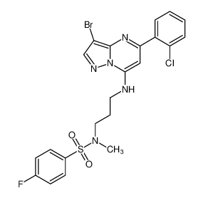 N-(3-((3-bromo-5-(2-chlorophenyl)pyrazolo[1,5-a]pyrimidin-7-yl)amino)propyl)-4-fluoro-N-methylbenzenesulfonamide_677280-89-6