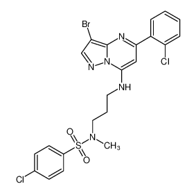 N-(3-((3-bromo-5-(2-chlorophenyl)pyrazolo[1,5-a]pyrimidin-7-yl)amino)propyl)-4-chloro-N-methylbenzenesulfonamide_677281-00-4