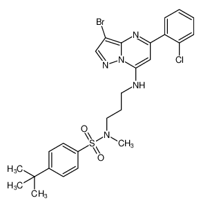 N-(3-((3-bromo-5-(2-chlorophenyl)pyrazolo[1,5-a]pyrimidin-7-yl)amino)propyl)-4-(tert-butyl)-N-methylbenzenesulfonamide_677281-13-9
