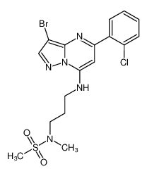 N-(3-((3-bromo-5-(2-chlorophenyl)pyrazolo[1,5-a]pyrimidin-7-yl)amino)propyl)-N-methylmethanesulfonamide_677281-40-2