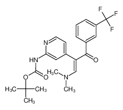 2-(2-t-butoxycarbonylaminopyridin-4-yl)-3-dimethylamino-1-(3-trifluoromethylphenyl)-2-propen-1-one_677320-25-1