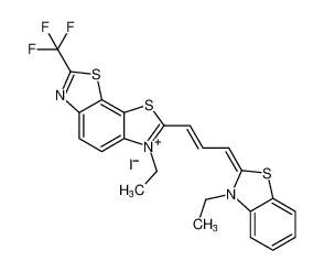 3-ethyl-2-((1E,3E)-3-(3-ethylbenzo[d]thiazol-2(3H)-ylidene)prop-1-en-1-yl)-7-(trifluoromethyl)benzo[1,2-d:4,3-d']bis(thiazole)-3-ium iodide_67748-51-0