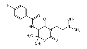 3-(2-dimethylamino-ethyl)-5-(4-fluoro-benzoylamino)-6,6-dimethyl-2-thioxo-[1,3]thiazinan-4-one_67750-06-5