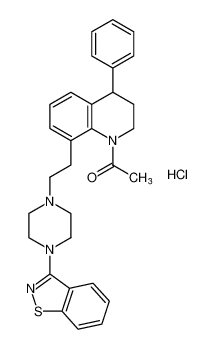 Quinoline,1-acetyl-8-[2-[4-(1,2-benzisothiazol-3-yl)-1-piperazinyl]ethyl]-1,2,3,4-tetrahydro-4-phenyl-, hydrochloride_677708-55-3