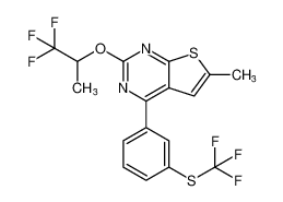 6-methyl-4-(3-((trifluoromethyl)thio)phenyl)-2-((1,1,1-trifluoropropan-2-yl)oxy)thieno[2,3-d]pyrimidine_677715-06-9
