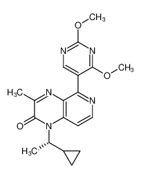 (S)-1-(1-cyclopropylethyl)-5-(2,4-dimethoxypyrimidin-5-yl)-3-methylpyrido[3,4-b]pyrazin-2(1H)-one_677745-28-7