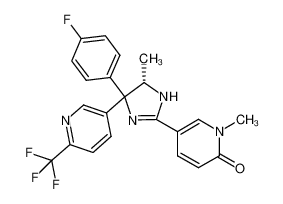 5-[(5S)-4-(4-fluorophenyl)-5-methyl-4-(6-trifluoromethyl-3-pyridyl)-2-imidazolin-2-yl]-1-methyl-2-pyridone_677762-22-0