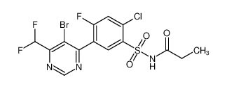 N-((5-(5-bromo-6-(difluoromethyl)pyrimidin-4-yl)-2-chloro-4-fluorophenyl)sulfonyl)propionamide_677776-42-0